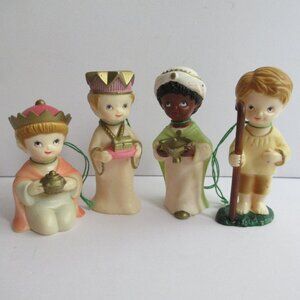 1984 Merton Hard Plastic Christmas Nativity Figurines Set of 4 Wisemen & Joseph